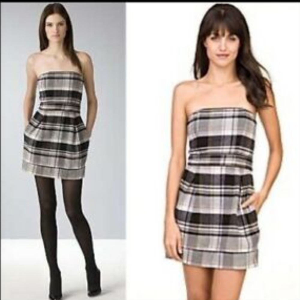 2 for $20 French Connection - plaid strapless dress